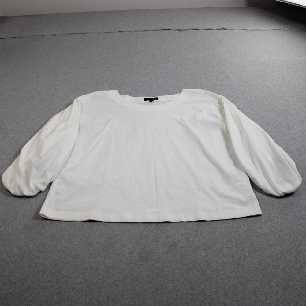 Banana Republic Shirt Women XL White Balloon Sleeve Stretch Coastal Boho Peasant